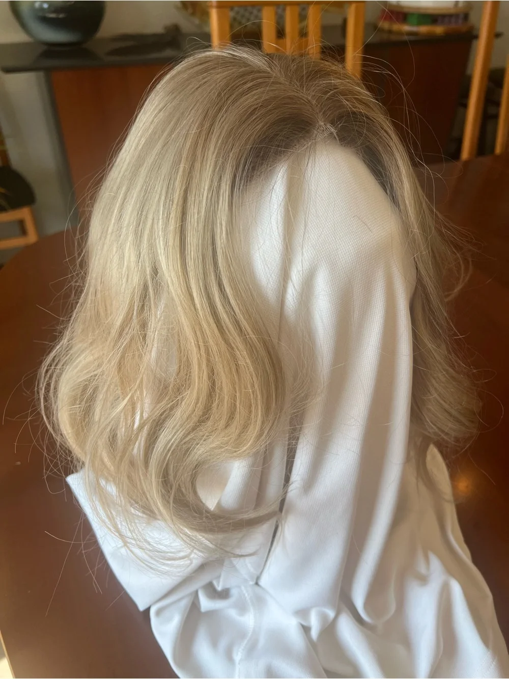 Layered Brunette Medium-Length Women's Wig - Natural Blonde highlights